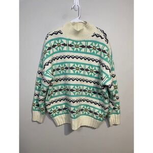 American Eagle‎ Oversized Fair Isle Mock Neck Sweater Size Medium Cozy Knit